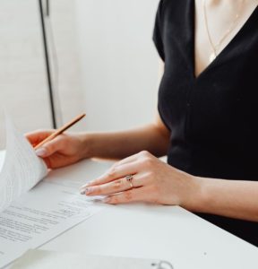 Woman reviewing paperwork